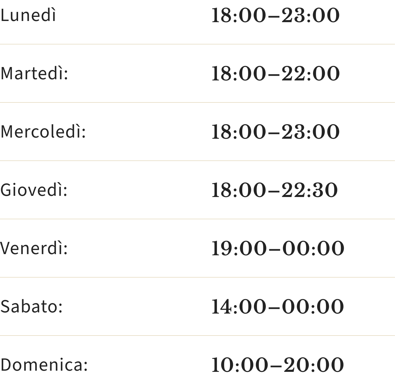 Orari di apertura